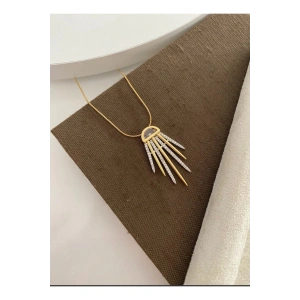 Gold Renkli Çelik Özel Seri Taşlı Kolye