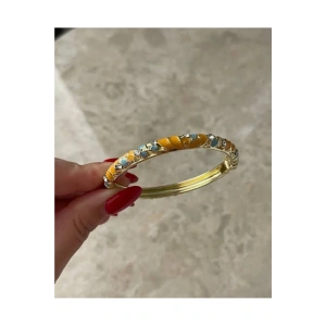 Mineli Taşlı Desenli Kelepçe Bileklik