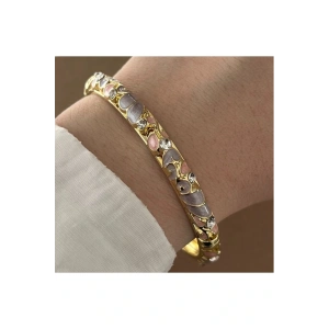 Mineli Lila Renkli Taşlı Kelepçe Bileklik