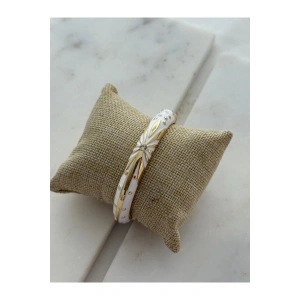 Mineli Beyaz Ayışığı Kalın Kelepçe Bileklik