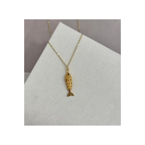 Balık Figürlü Gold Çelik Kolye