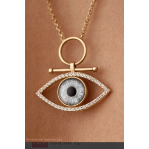 Çelik Göz Kolye (Gri Göz) Gold Kolye