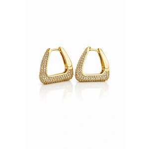 Zirkon Taşlı Geometrik Halka Küpe