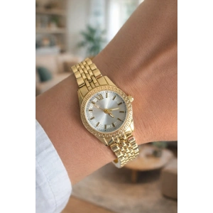Gold Renkli Beyaz Kadranlı Kadın Saat