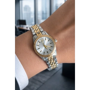 Çift Renkli Beyaz Kadranlı Kadın Saat