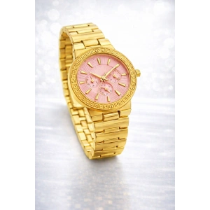 Gold Renk Pembe Kadranlı Kadın Saat