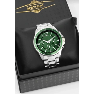 Gümüş Renkli Yeşil Kadran Çelik Erkek Saat