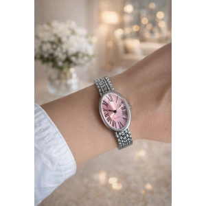 Gümüş Renkli Pembe Kadın Saat