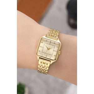 Gold Renkli Çelik Kare Kadın Saat