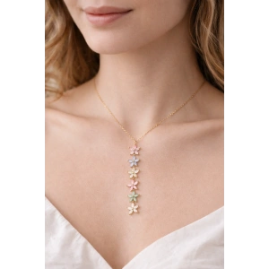 Gold Renkli Papatya Model Çoklu Çiçek Kolye