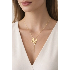 Alya Harf Kolye Gold Renkli Çelik M Uçurtma Detaylı Kolye