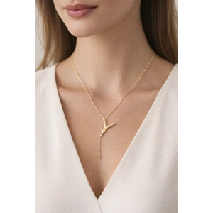 Alya Harf Kolye Gold Renkli Çelik Y Uçurtma Detaylı Kolye