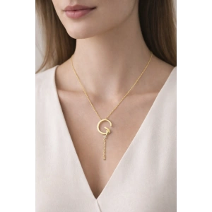 Alya Harf Kolye Gold Renkli Çelik G Uçurtma Detaylı Kolye