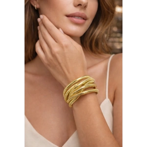 Gold Renkli Çelik Esnek Bilezik Bileklik