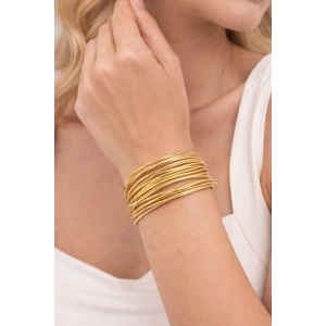 Gold Renkli Çelik Tel İçiçe Bilezik Bileklik