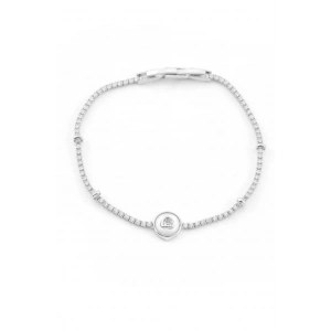 Gümüş Renkli Taşlı Kalp Detaylı Bileklik