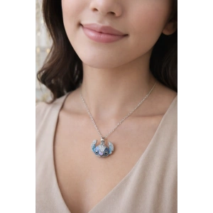 Gümüş Renkli Taşlı Çelik STCH Kolyesi