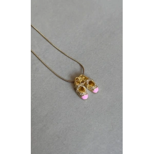 Gold Renkli Çelik Balerin Ayakkabı Kolyesi