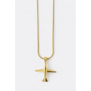 Gold Renkli Çelik Uçak Kolyesi