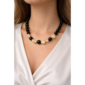 Gold ve Siyah Detaylı Premium Kolye