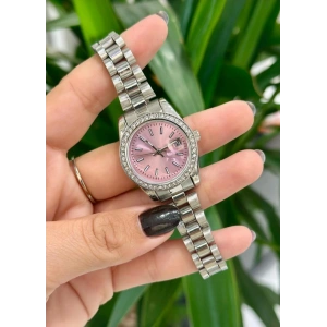 Gümüş Renk Taşlı RLX Tasarım Kadın Saat