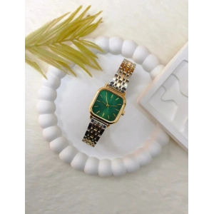 Çift Renkli Gold & Silver Kadın Saat – Yeşil Kadranlı