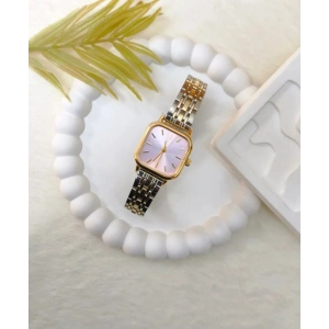 Çift Renkli Gold & Silver Kadın Saat-Pembe Kadranlı