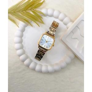 Çift Renkli Gold & Silver Kadın Saat-Beyaz Kadranlı
