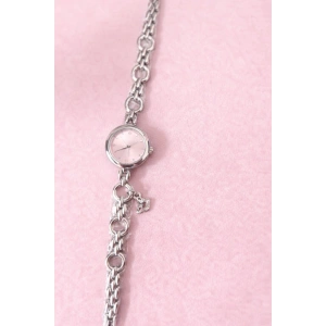 Gümüş Renk Pembe Kadran Charm Detaylı Lüks Kadın Saat