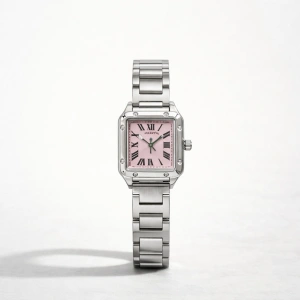 Gümüş Renkli Pembe İç Kadranlı Alya Model Kadın Saat