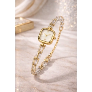 Gold Renkli Tiff Model Sedef Kadran Taşlı Lüks Kadın Saat