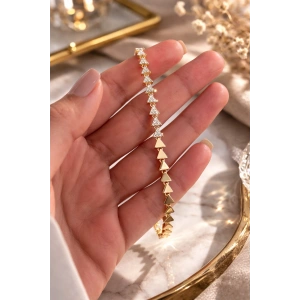14K Altın Kaplama Üçgen Taşlı Kadın Bileklik