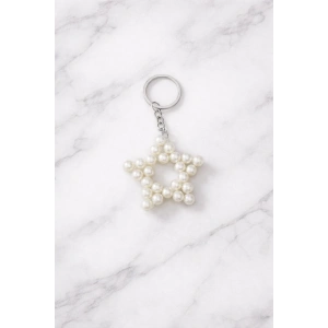 İncili Yıldız Anahtarlık – 12’li Paket | Düğün & Nişan Hediyeliği Gümüş