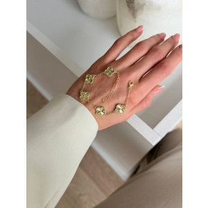 Gold 14K kuyumcu model vn clf büyük yonca bileklik