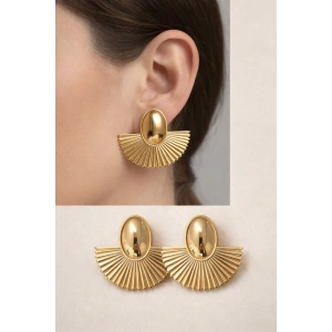 Gold Renkli Vintage Esintili Tasarım Küpe