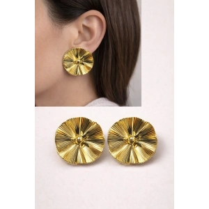 Gold Renkli Vintage Çiçek Detaylı Küpe