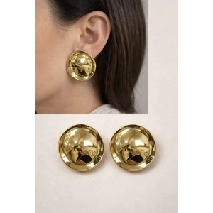 Gold Kaplama Dalgalı Form Küpe Modern Tasarım