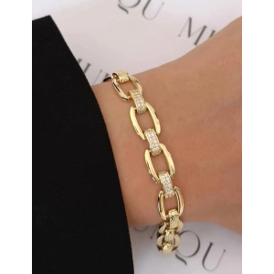 Xuping 14K Altın Kaplama Taşlı Zincir Bileklik