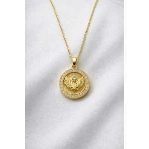 Gold Renkli Çelik Madalyon Kolye