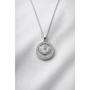Gümüş Renkli Çelik Madalyon Kolye