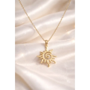 Gold Renkli Çelik Güneş Figürlü Kolye