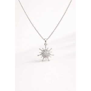 Gümüş Renkli Çelik Güneş Figürlü Kolye