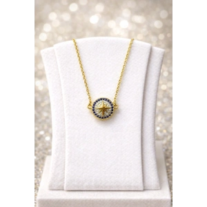 Gold Renkli Çelik Pusula Yıldız Kolye