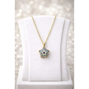 Gold Renkli Taş Detaylı Yıldız Kolye