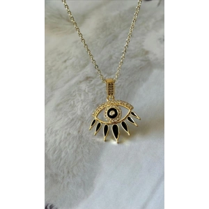 Göz Figürlü Zirkon Taşlı Gold Kolye