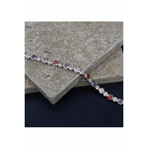 Xuping Renkli Taş Detaylı Gümüş Renkli Bileklik