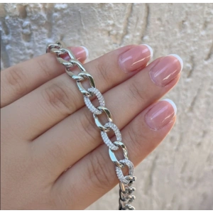 Xuping Taş Detaylı Zincir Bileklik Gümüş Premium Seri