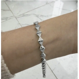 Xuping Gümüş Renk Geometrik Taşlı Bileklik