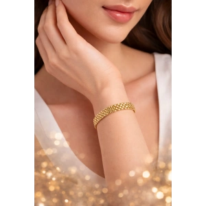 Xuping 14K Altın Kaplama Kalın Örgü Zincir Bileklik