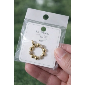 Xuping 14K Kaplama Top Detay Taşlı Halka Kolye Ucu